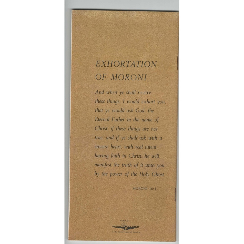 Vtg Joseph Smith's Testimony LDS Mormon Pamphlet Deseret News Press Moroni 10:4 - Picture 2 of 3